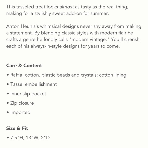 ANTHROPOLOGIE Tasseled Watermelon Beaded Clutch - Picture 11 of 11